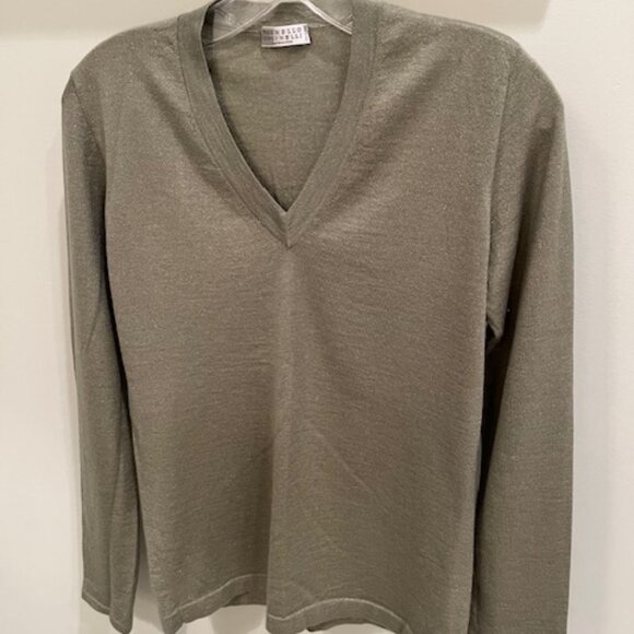 Brunello Cucinelli green cashmere v-neck sweater - Picture 1 of 4